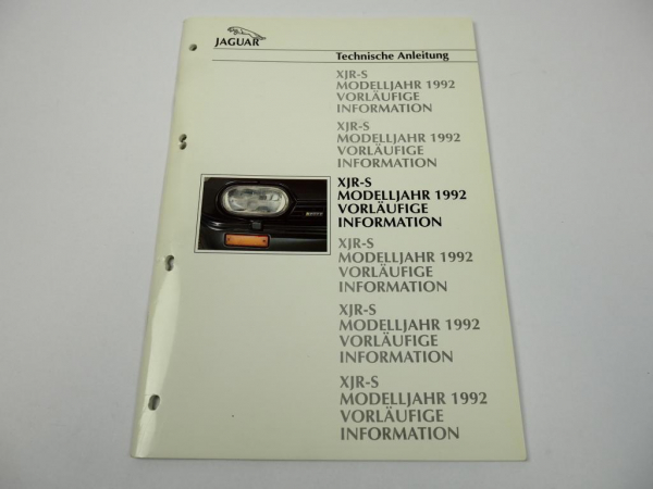 Jaguar XJR-S MJ 1992 Technische Anleitung vorläufige Information