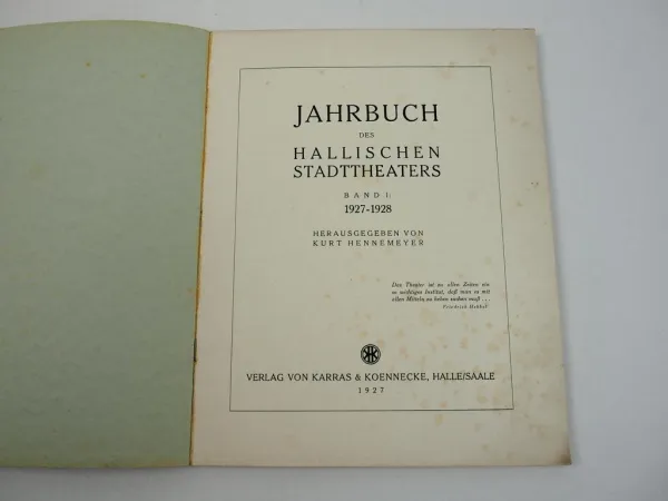 Jahrbuch des Hallischen Stadttheaters 1927/28 Halle Saale