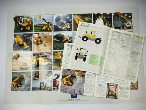 JCB 525 Loadall Fastrac Teleskoplader 3x Brochure Prospekt 1990er Jahre