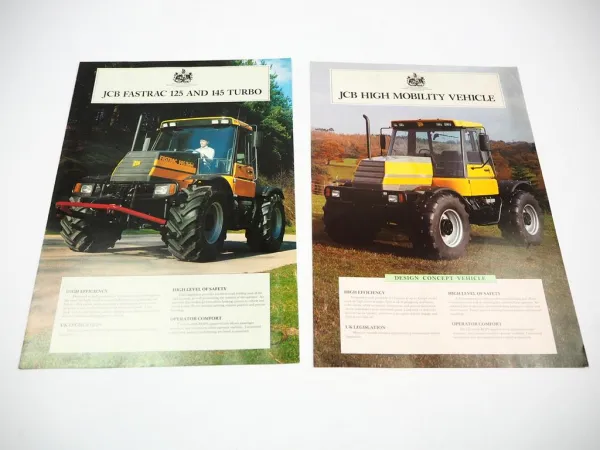 JCB Fastrac 125 145 Turbo High Mobility Vehicle 2x Brochure Prospekt 1990/91
