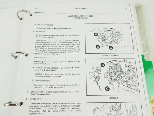 JCB JS 200 240 300 450 LC Bagger Schulungshandbuch Training I + II
