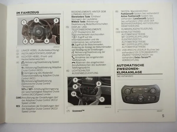 Jeep Renegade Betriebsanleitung Bedienungsanleitung 2021 Bordbuch Kurzanleitung