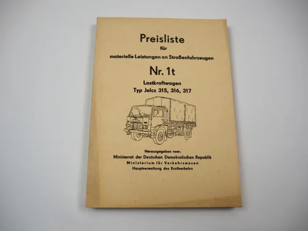 Jelcz 315 316 317 LKW Instandhaltung Reparatur Richtzeiten Preisliste 1981 DDR