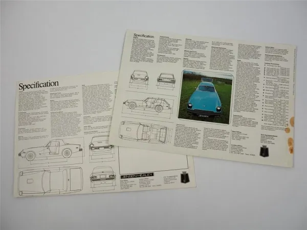 Jensen GT Healey England 2x Prospekt Brochure 1970er Jahre