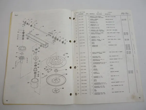 JF CM170 Rotormäher Drum Mower Ersatzteilliste Spare Parts List 1997
