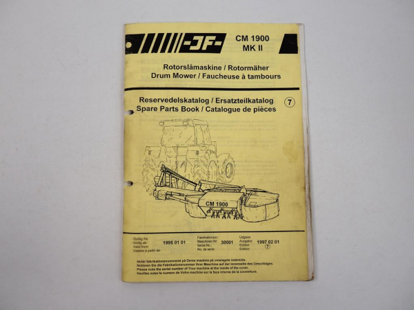JF CM1900 MKII Rotormäher Ersatzteilkatalog Parts List Reservedelskatalog 1997
