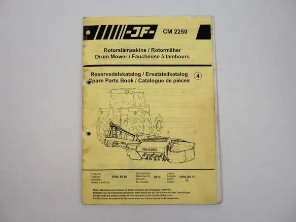 JF CM2250 Rotormäher Ersatzteilkatalog Parts List Reservedelskatalog 1994