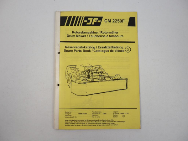 JF CM2250F Rotormäher Ersatzteilkatalog Parts List Reservedelskatalog 1998