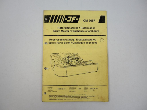 JF CM265F Rotorrmäher Ersatzteilkatalog Spare Parts Book 1997