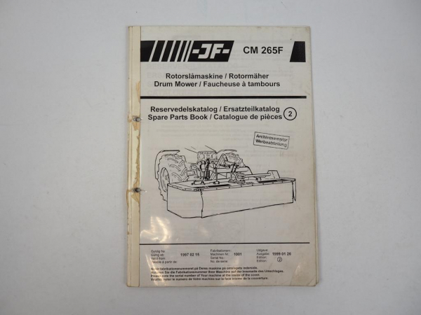 JF CM265F Rotorrmäher Ersatzteilkatalog Spare Parts Book 1999