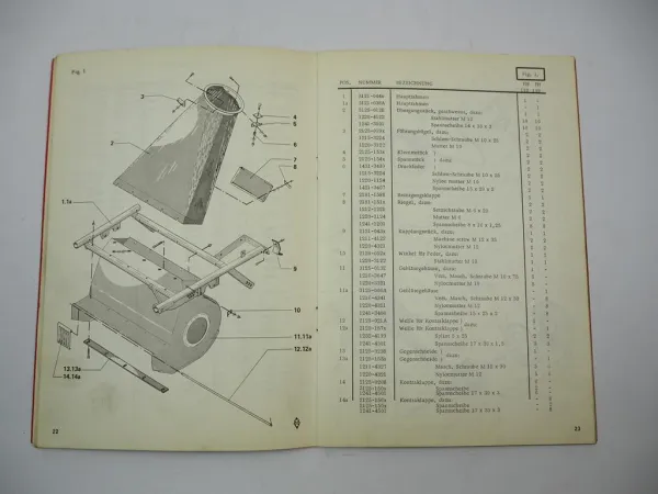 JF FH 112 132 Schlegelfeldhäcksler Betriebsanleitung Ersatzteilliste 1973