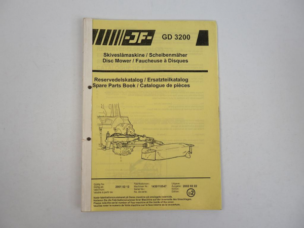 JF GD3200 Scheibenrmäher Ersatzteilkatalog Spare Parts Book 2001