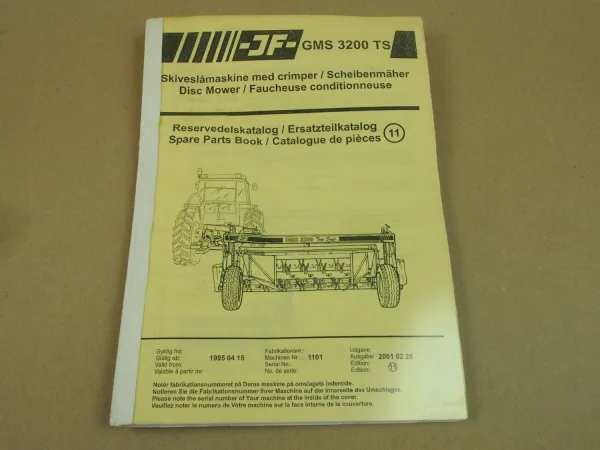 JF GMS 3200 TS Scheibenmäher Ersatzteilkatalog Spare Parts Book
