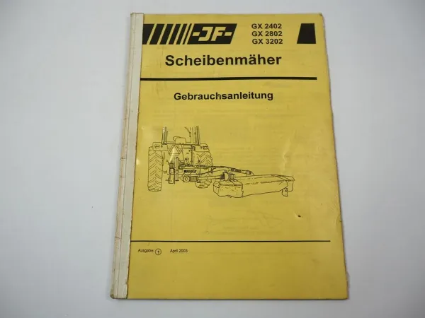 JF GX 2402 2802 3202 Scheibenmäher Betriebsanleitung 2003