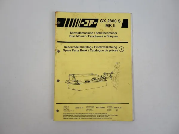 JF GX2800S MKII Scheibenrmäher Ersatzteilkatalog Spare Parts Book 2000