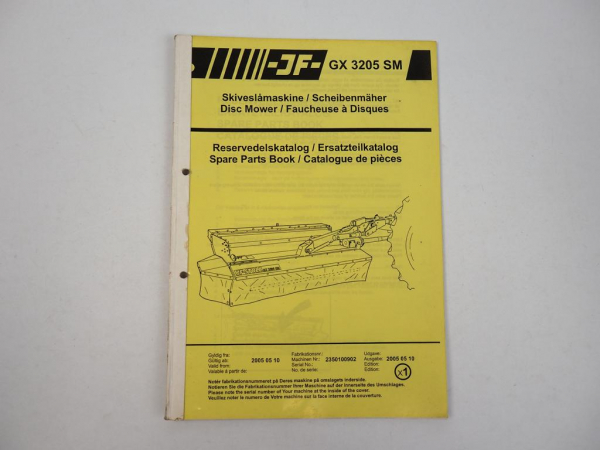 JF GX3205 SM Scheibenrmäher Ersatzteilkatalog Spare Parts Book 2005