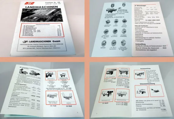 JF Landmaschinen Häcksler Lader Mähdrescher ... Preisliste 108 ab 1966