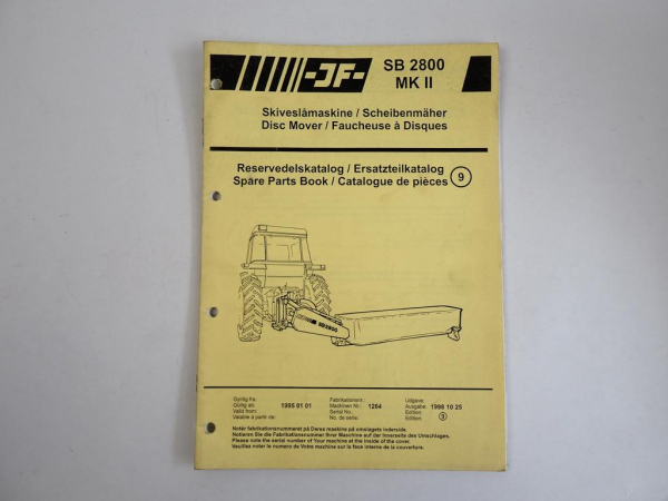 JF SB2800 MKII Scheibenmäher Ersatzteilkatalog Spare Parts Book 1998