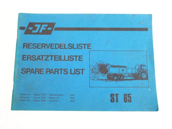 JF ST65 Miststreuer Anhänger Ersatzteilliste Spare Parts List 1976