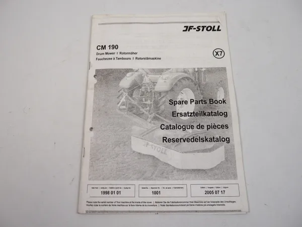 JF Stoll CM190 Rotormäher Ersatzteilliste Spare Parts List 1998