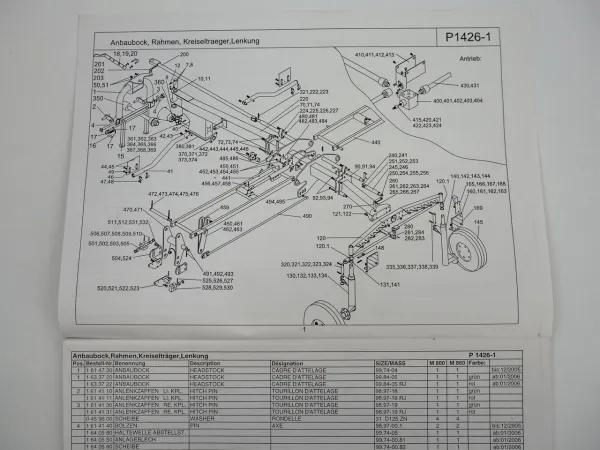 JF Stoll M 800 860 Pro Mittelschwader Ersatzteilliste Spare Parts List 2007
