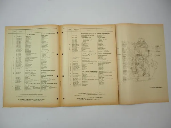 JLO DL425 Dieselmotor Ersatzteilliste Spare Parts List 1965