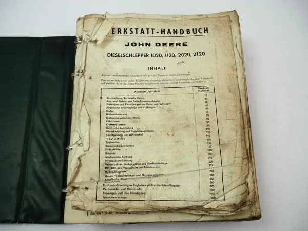 John Deere 1020 1120 2020 2120 Traktor Werkstatthandbuch Reparaturanleitung 1968