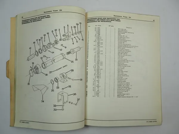 John Deere 224 Sammelpresse Ramasseuse Presse Ersatzteilliste 1967
