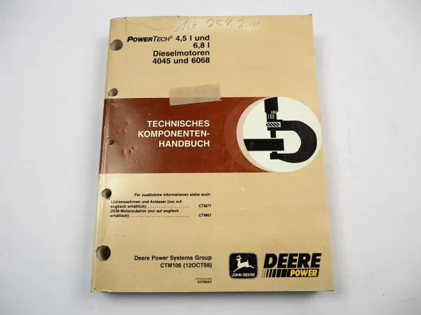 John Deere 4,5l 6,8l 4045 6068 Motor Werkstatthandbuch Reparaturanleitung 1998