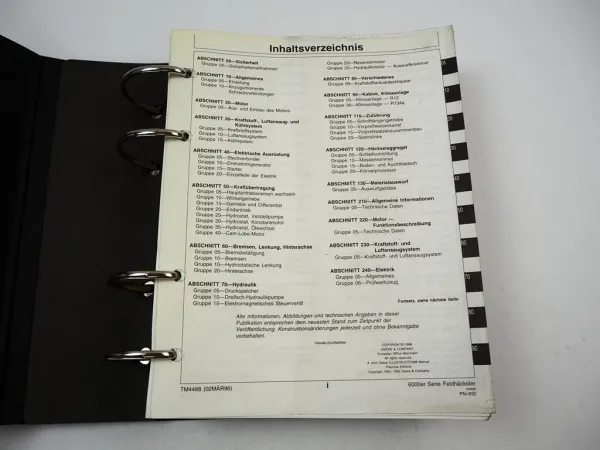 John Deere 6610 6710 6810 6910 Feldhäcksler Werkstatthandbuch Reparatur 1996