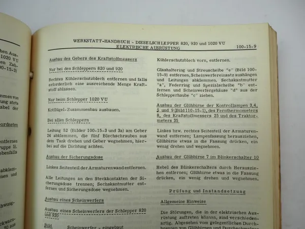 John Deere 820 920 1020VU Schlepper Werkstatthandbuch Reparaturanleitung 1967