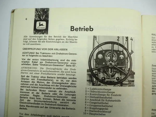John Deere 920 Traktor Betriebsanleitung Bedienungsanleitung Wartung