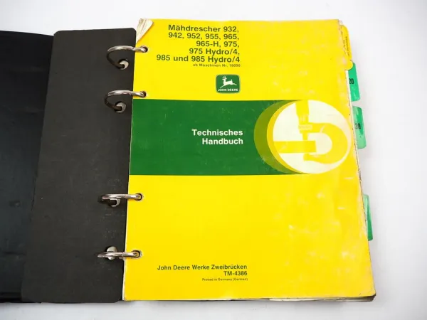 John Deere 932 942 952 955 965 975 985 Hydro/4 Mähdrescher Werkstatthandbuch1979