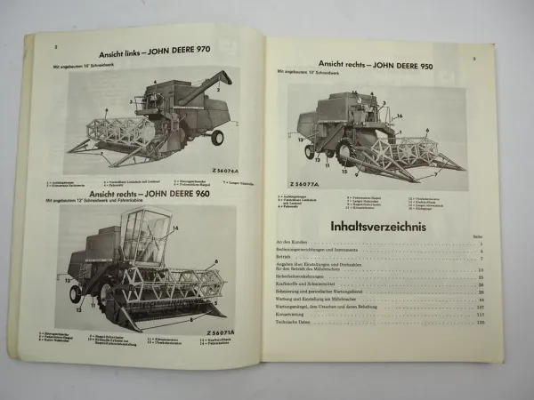 John Deere 950 960 970 Mähdrescher Betriebsanleitung Bedienungsanleitung