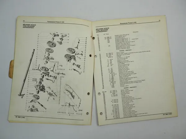 John Deere C410 Sammelpresse Ramasseuse Presse Ersatzteilliste 1966