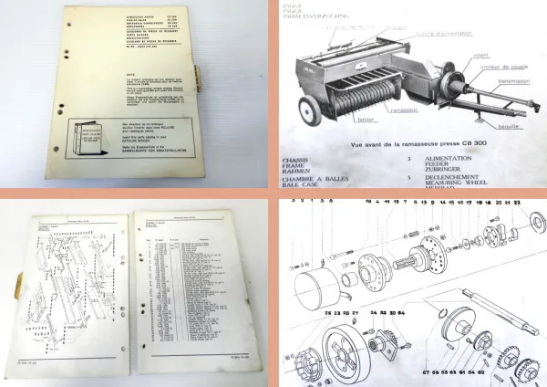 John Deere CB300 Ersatzteilkatalog Presse Ramasseuse Catalogue de Pieces 1968