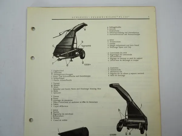 John Deere Lanz FL140 Schlegel Feldhäcksler Ersatzteilliste 1966