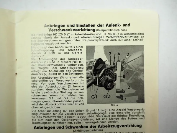 John Deere Lanz HK 205 305 D DA Heukönig Betriebsanleitung Ersatzteilliste 1966