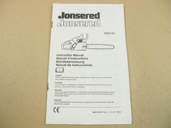 Jonsered CS2137 Instruction Manual Betriebsanleitung Manuel instructions 2007