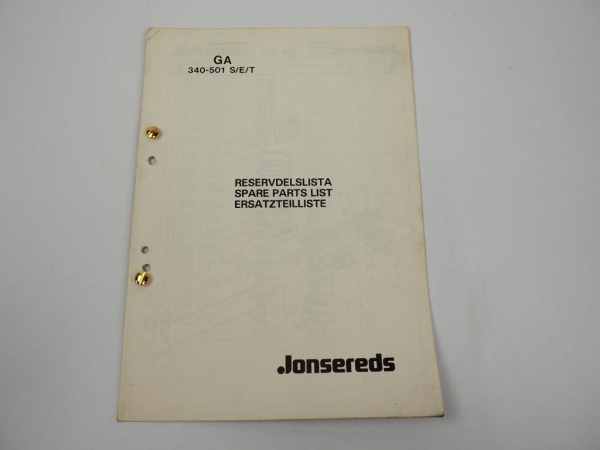 Jonsereds GA 340-501 S E T Ladekran Ersatzteilliste Parts Book 1977-79