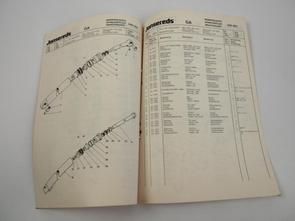 Jonsereds GA 340-501 S E T Ladekran Ersatzteilliste Parts Book 1977-79