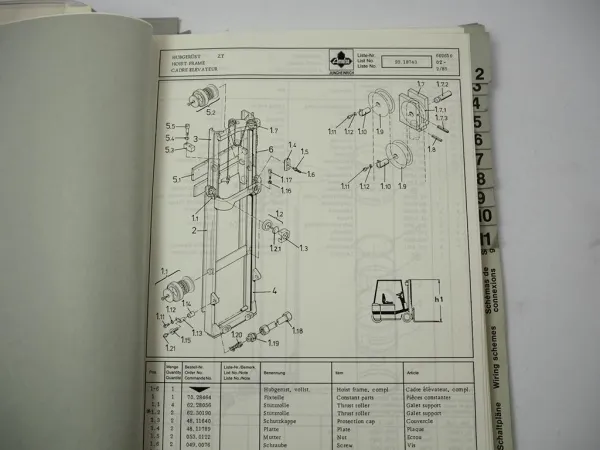 Jungheinrich EFG-D A500 1,0 - 1,6t Gabelstapler Ersatzteilliste Parts List 1988
