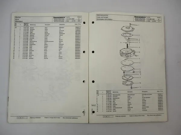 Jungheinrich TFG 20 25 30 TF Gabelstapler Ersatzteilliste Parts List 1994