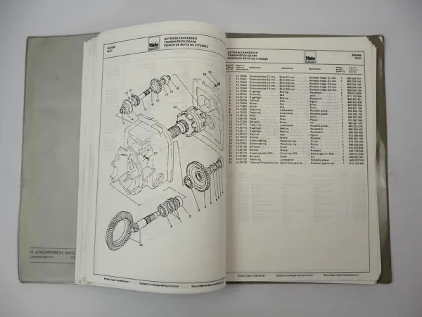 Jungheinrich Yale TFG 15 20 A GLP 030 040 AD Stapler Ersatzteilliste Parts List