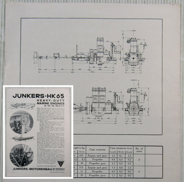 Junkers 1SHK-65 2SHK65 Heavy-Duty Marine Engines 8-10 16-20 B.H.P. Datasheet 30s