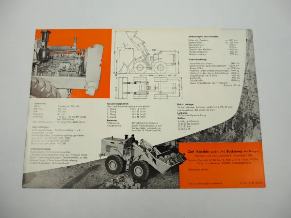 Kaelble SL2651 Schaufellader 140 PS Prospekt 1964