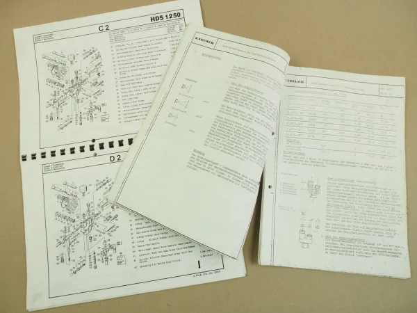 Kärcher HDS1250 Ersatzteiliste und Bedienungsanleitung 1991