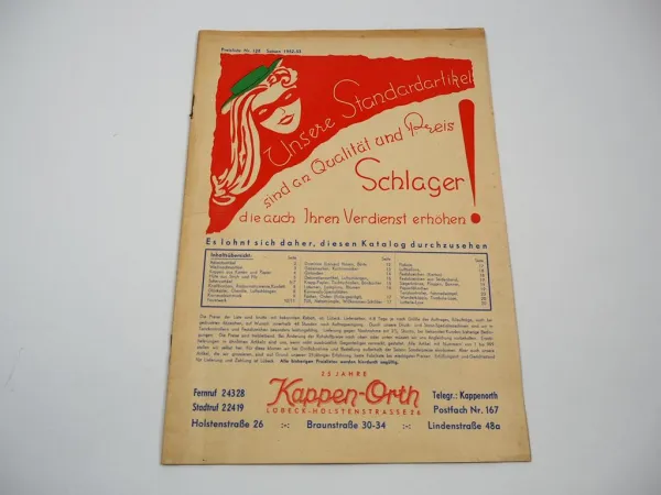 Kappen Orth Lübeck Festartikel Weihnachten Karneval Katalog 1952/53