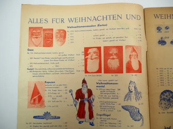 Kappen Orth Lübeck Festartikel Weihnachten Karneval Katalog 1952/53