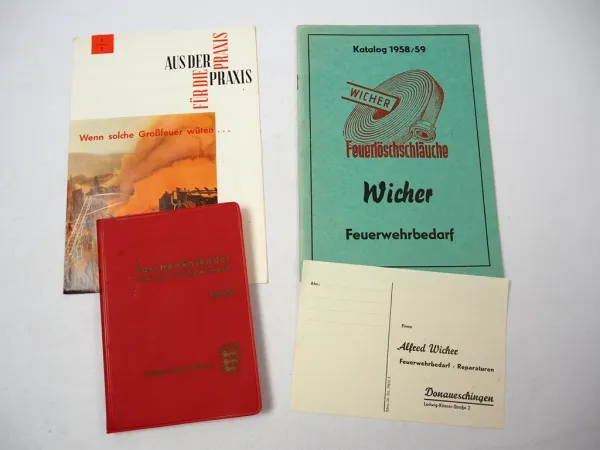 Katalog Feuerwehr Bedarf Wicher Donaueschingen + Taschenkalender 1959